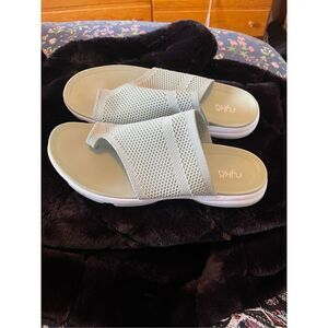Ryka Womens Light Green Fabric Knit Margo Toe Ring Slip On Sandal Size 7